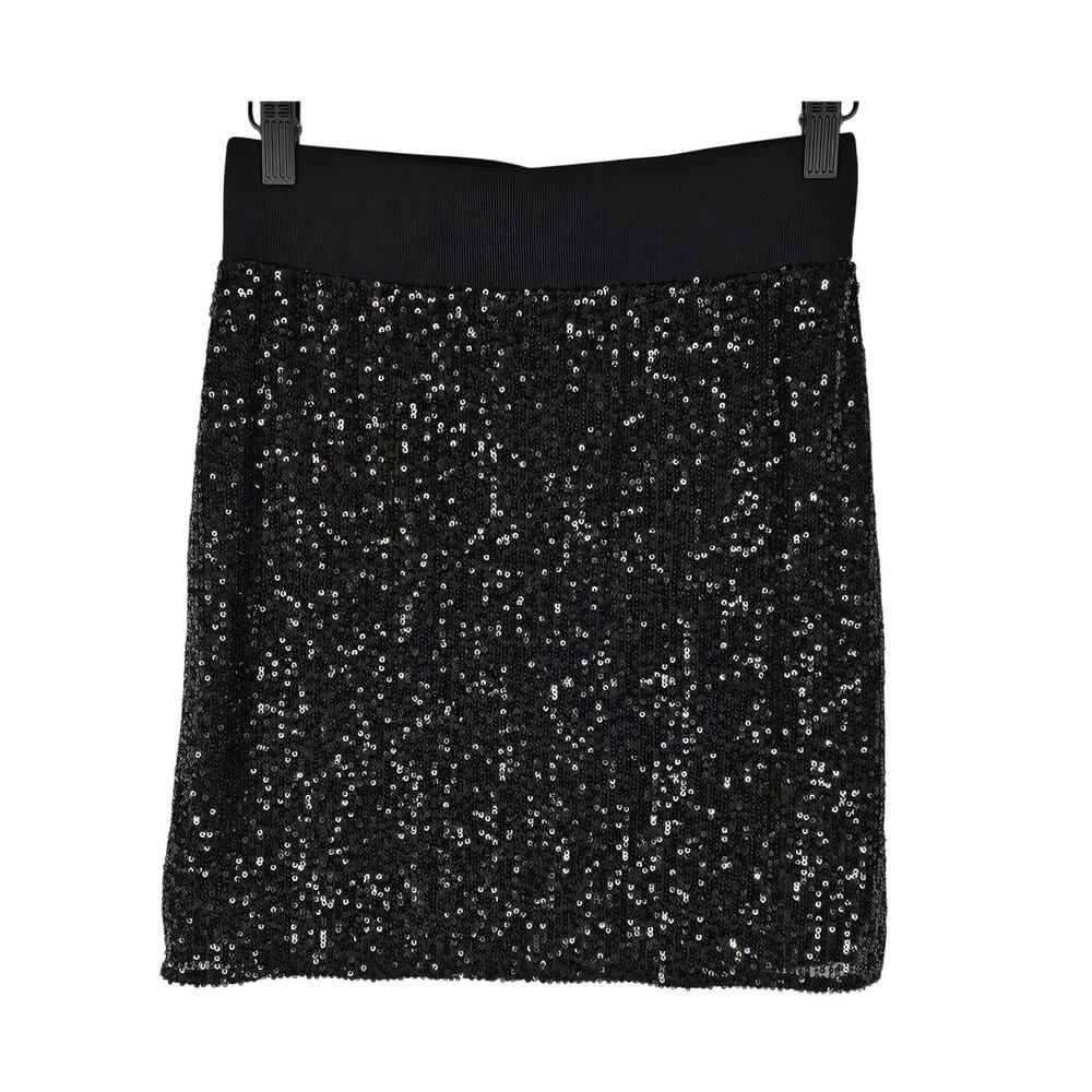 ALLSAINTS JUELA BLACK SEQUIN MIDI SKIRT ELEGANT PARTYWEAR – WOMEN’S SIZE MEDIUM